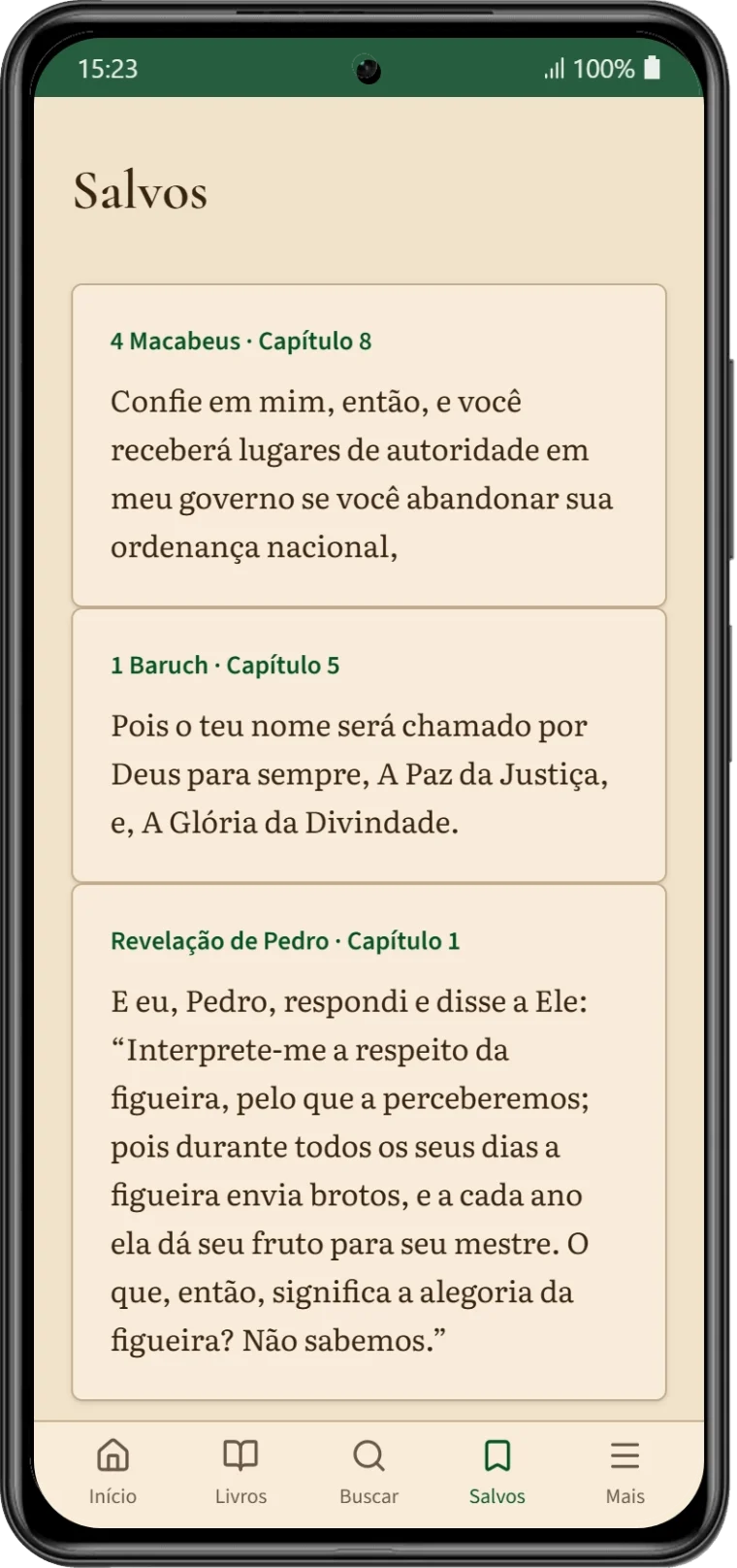 Tela real com passagens salvas no aplicativo